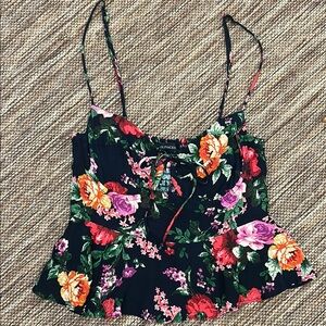 Floral Black Top